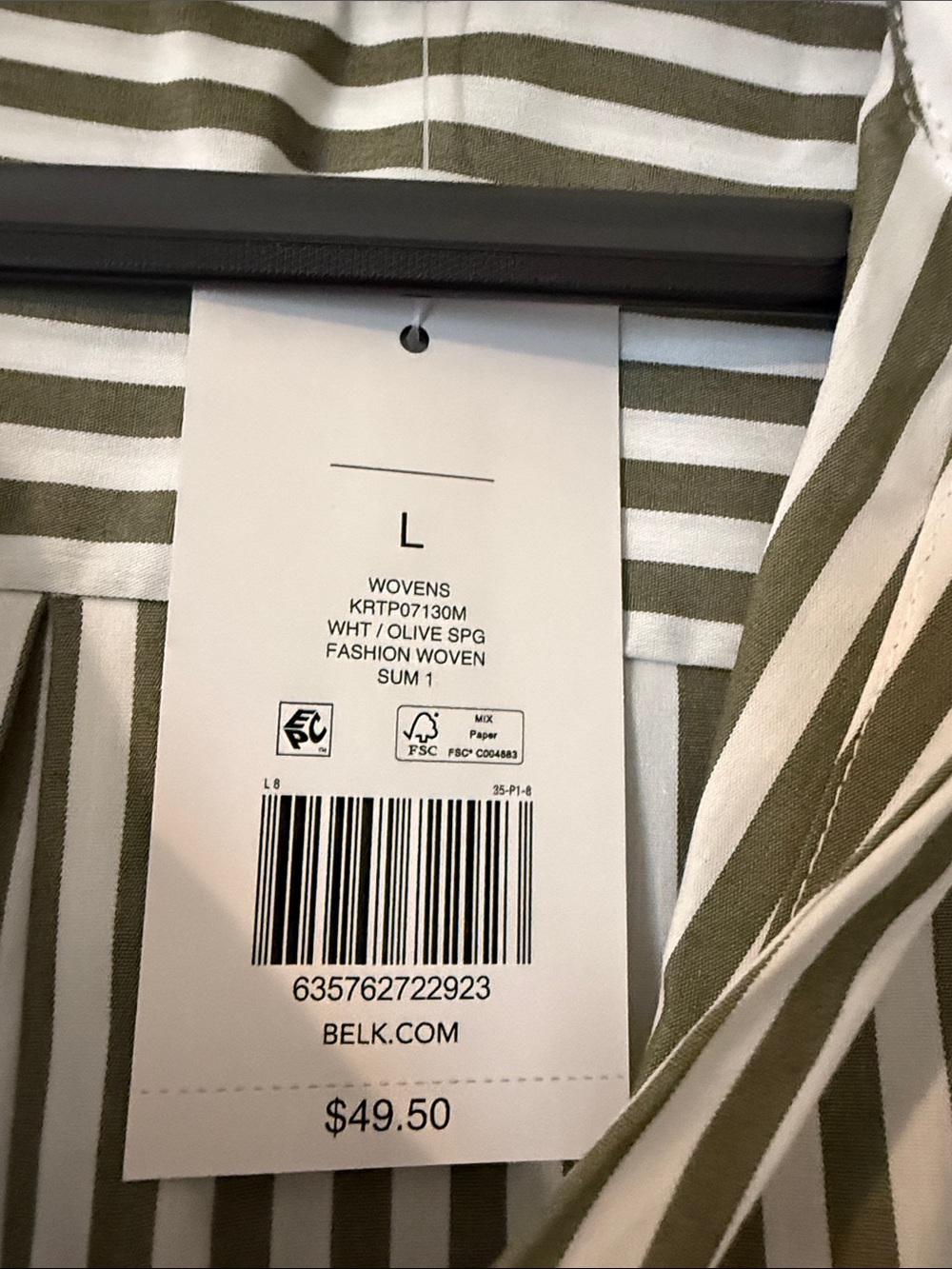 Kim Rogers Olive and White Vertical Stripe Button-Down Shirt - Picture 3 of 6